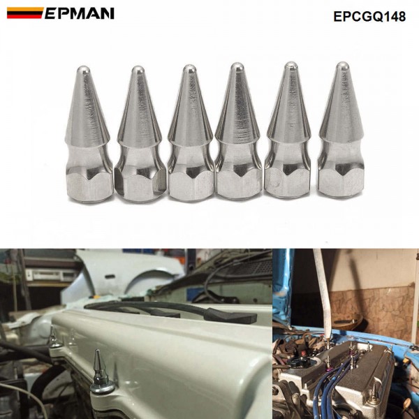 EPMAN 6PCS/Bag Billet M6*1.0 Chrome Spikes Engine Bay Dress Up Washer